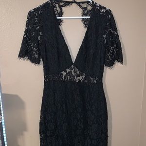 Lulus Black Lace Midi Dress